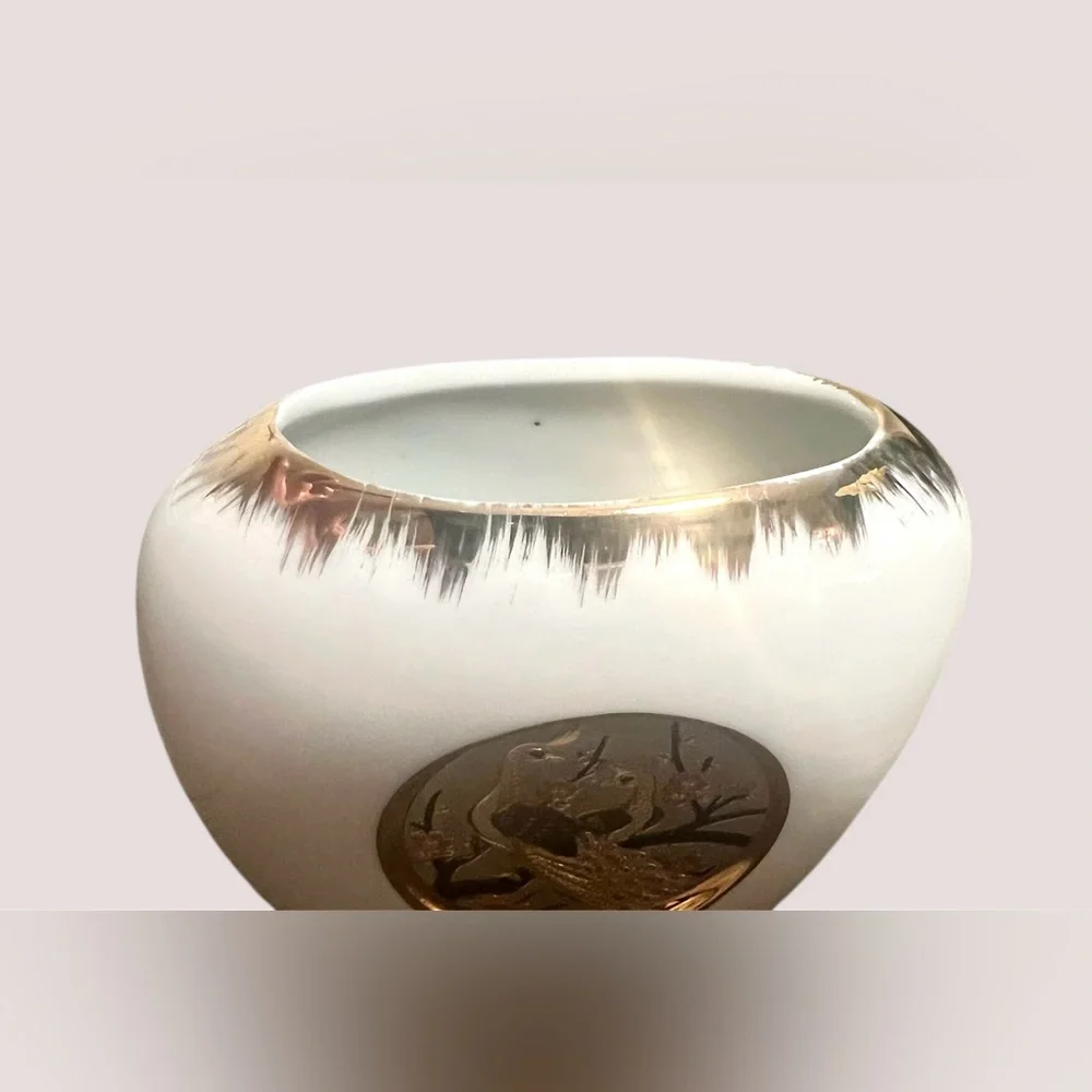 Japanese Chokin Art Vase – Peacocks & Cherry Blossoms